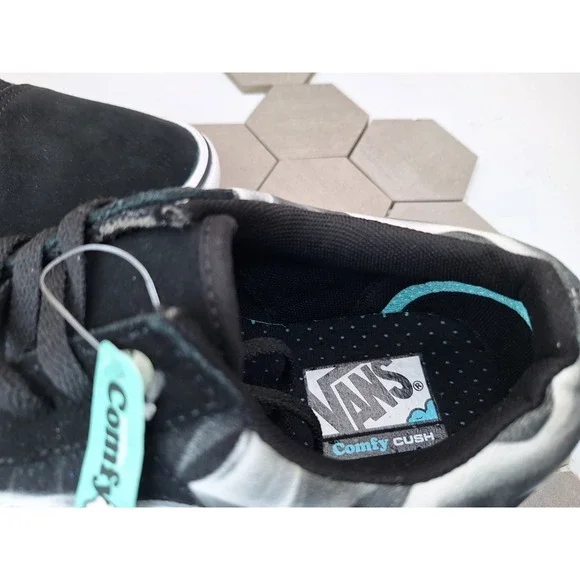 Men Sz 12 Vans Old School Comfy Cush Black White Swirl Sneakers CC After Dark - Picture 4 of 11